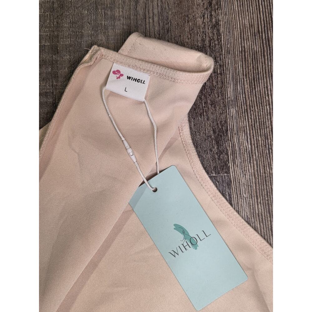 WIHOLL Womens Size L Large Cream Sleeveless Sheath Mini Dress Stretch NWT - Picture 9 of 10
